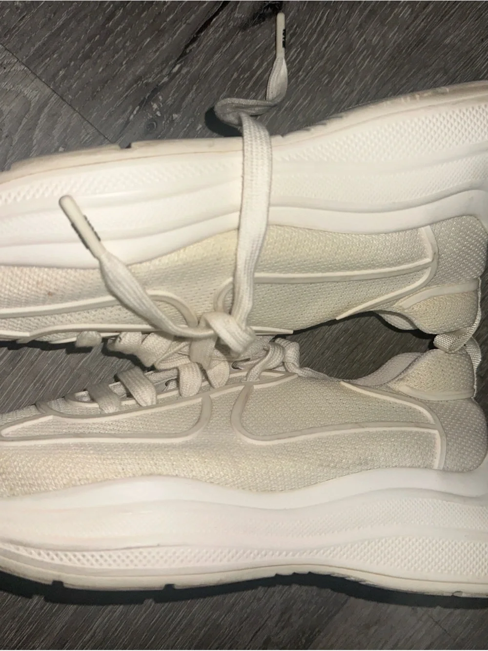 Prada White Sneakers with Red Accent